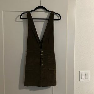 Free People corduroy jumpsuit in dark olive green